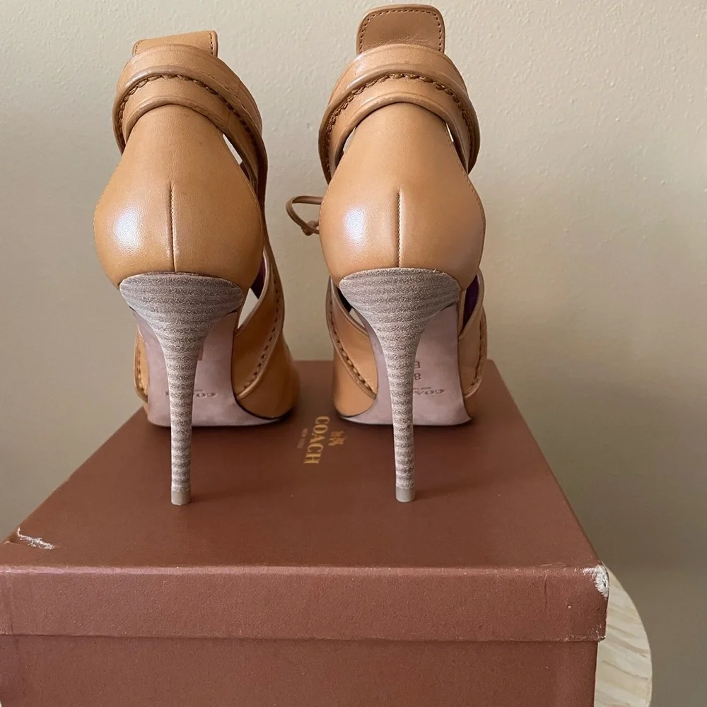 Coach Ginger Leather Lace-Up Heels - Picture 3 of 5